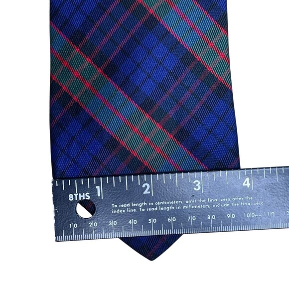 Vintage Brooks Brothers Blue Tartan Silk-Wool Patterned Tie Approx 58"x3.5" - Picture 7 of 7